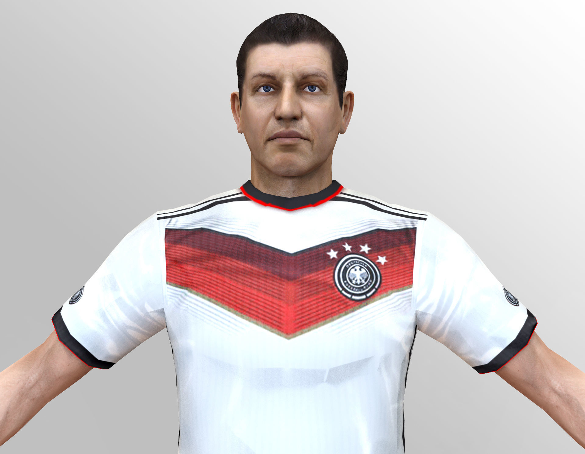 German Soccer Player Rigged Character Low-poly 3D model_7