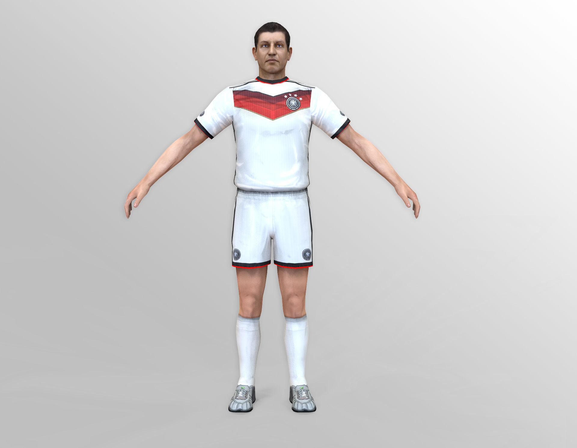 German Soccer Player Rigged Character Low-poly 3D model_1