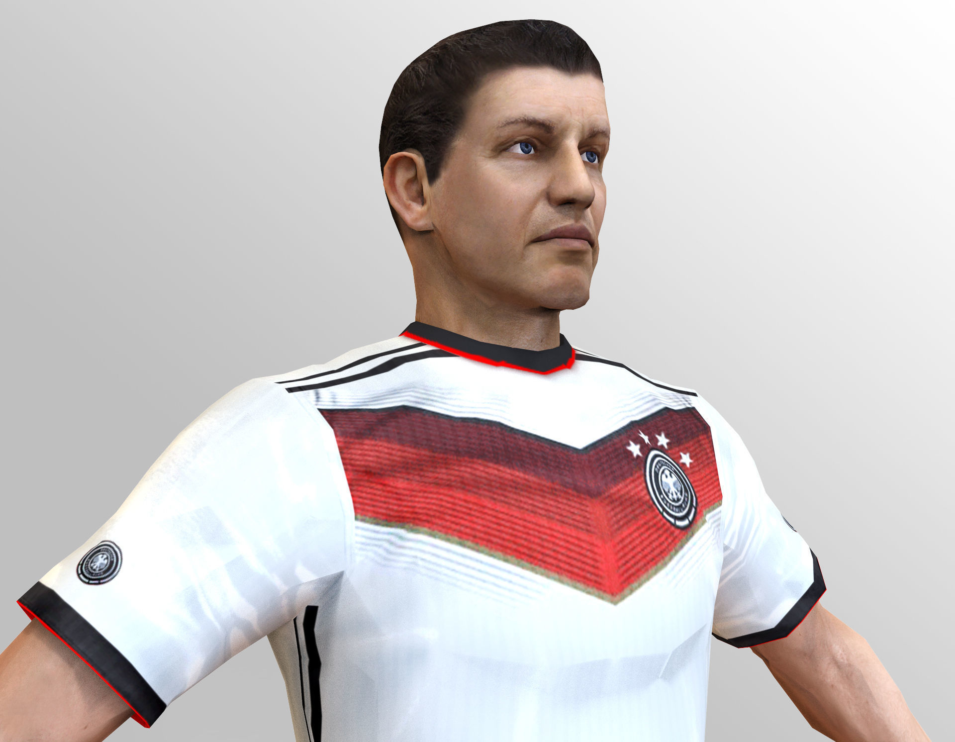 German Soccer Player Rigged Character Low-poly 3D model_9