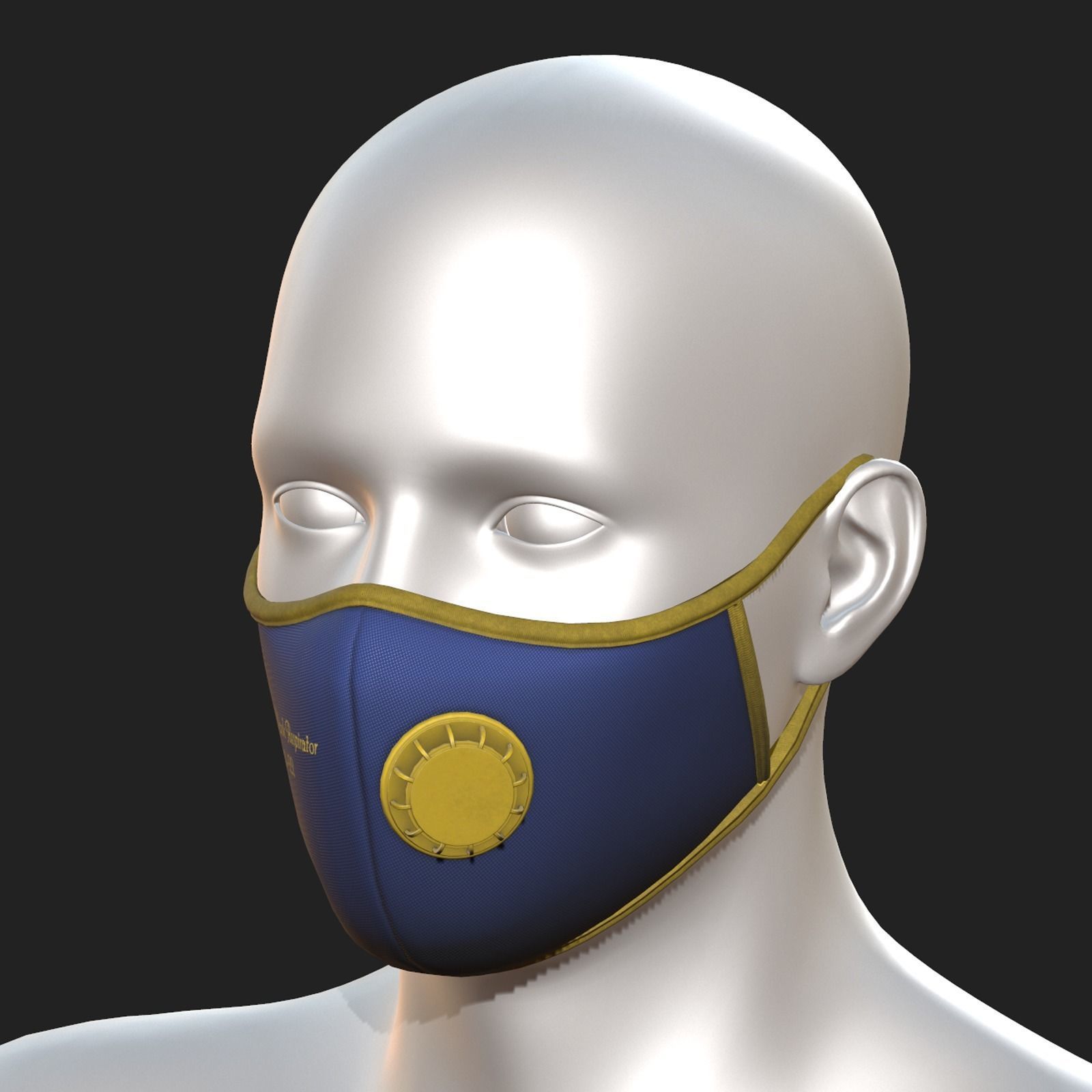 Gas mask protection futuristic isolated Low-poly 3D model_2