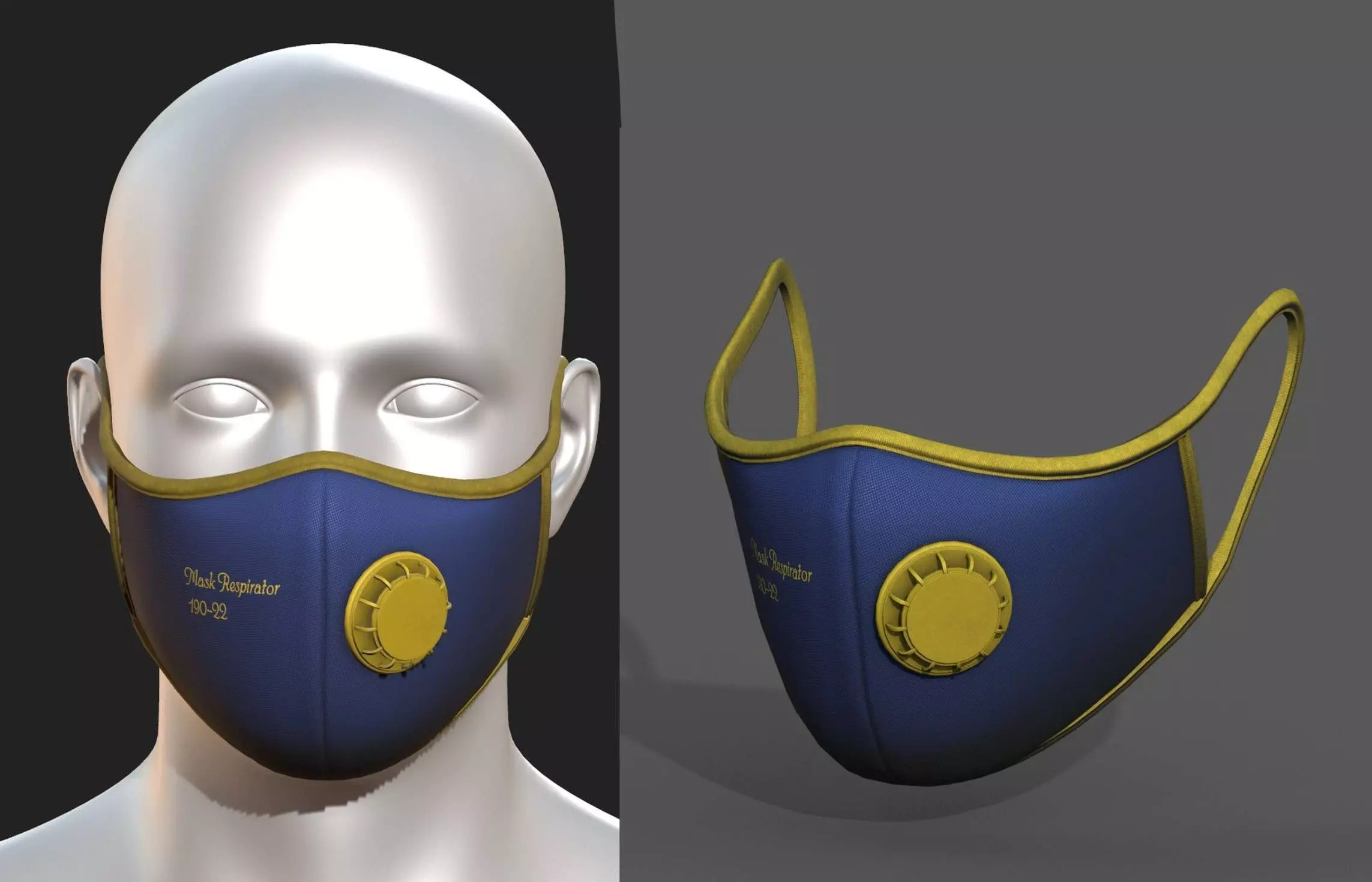Gas mask protection futuristic isolated Low-poly 3D model_0