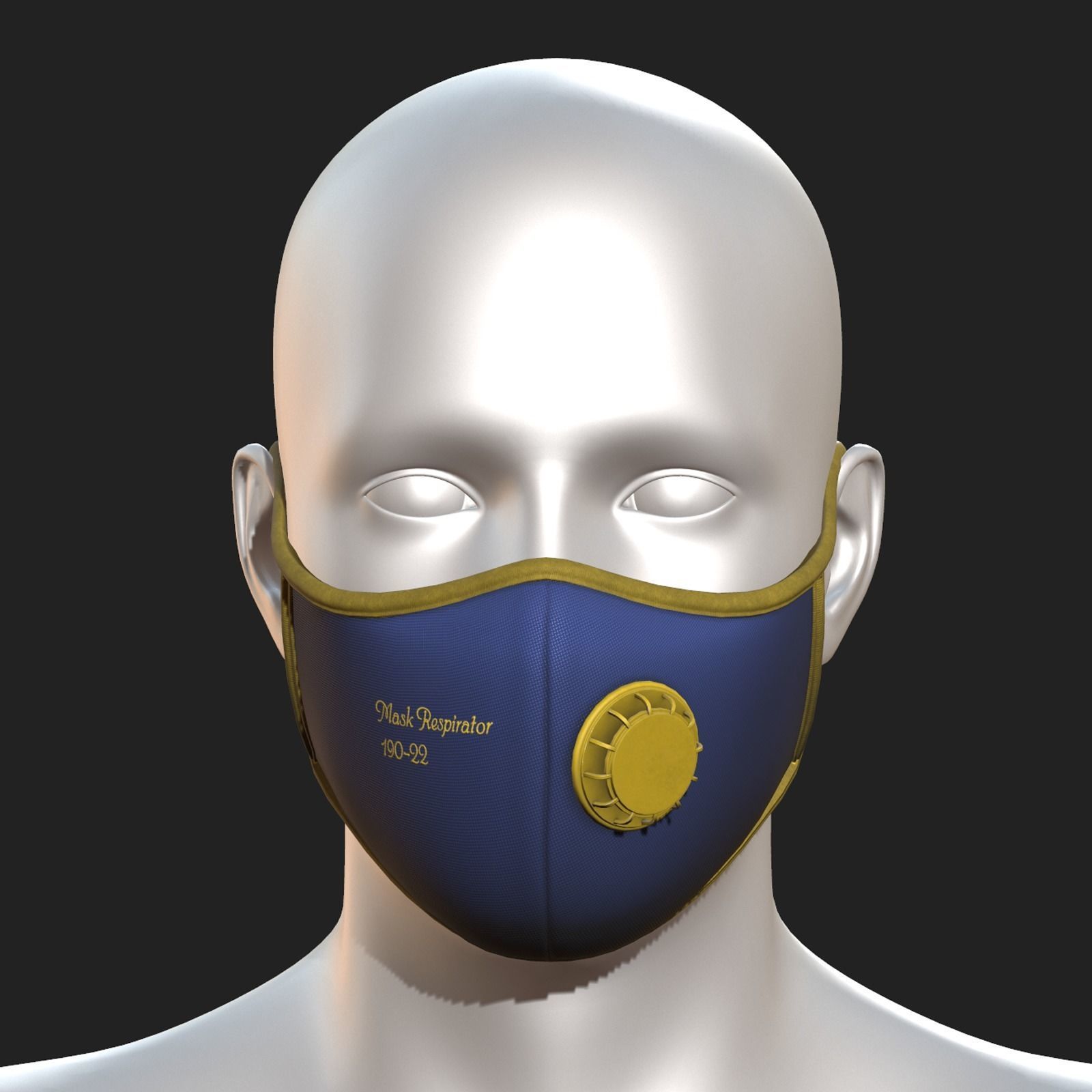 Gas mask protection futuristic isolated Low-poly 3D model_1