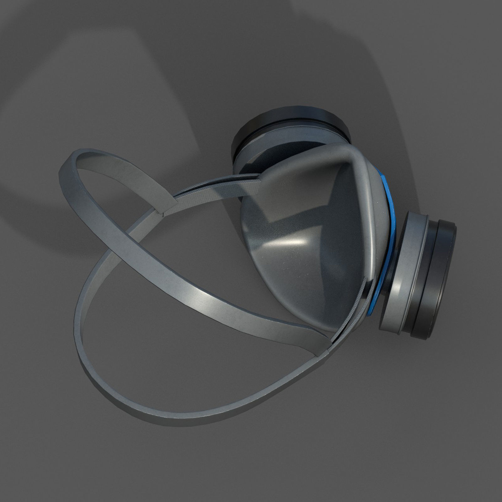 Gas mask respirator military combat  Low-poly 3D model_9