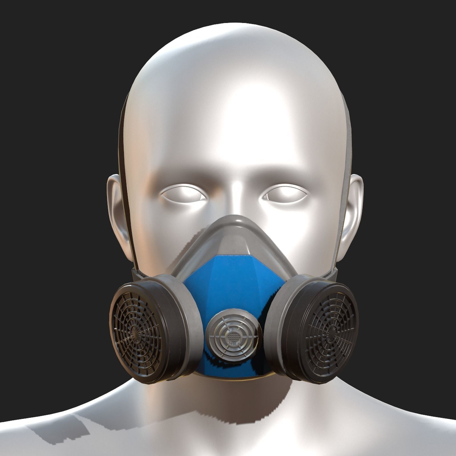 Gas mask respirator military combat  Low-poly 3D model_2