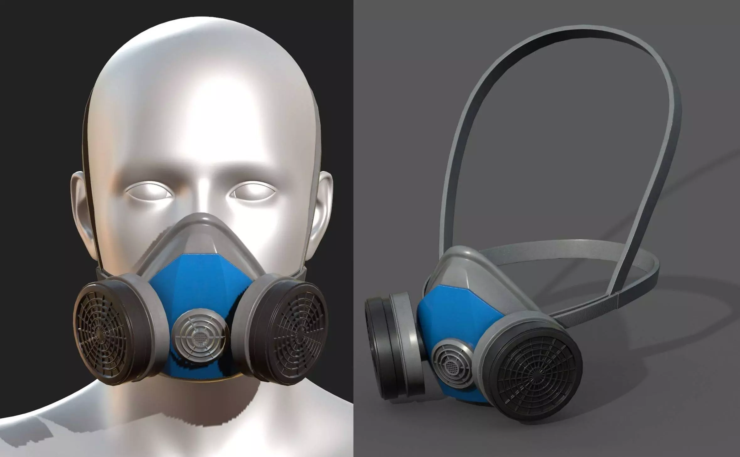 Gas mask respirator military combat  Low-poly 3D model_0