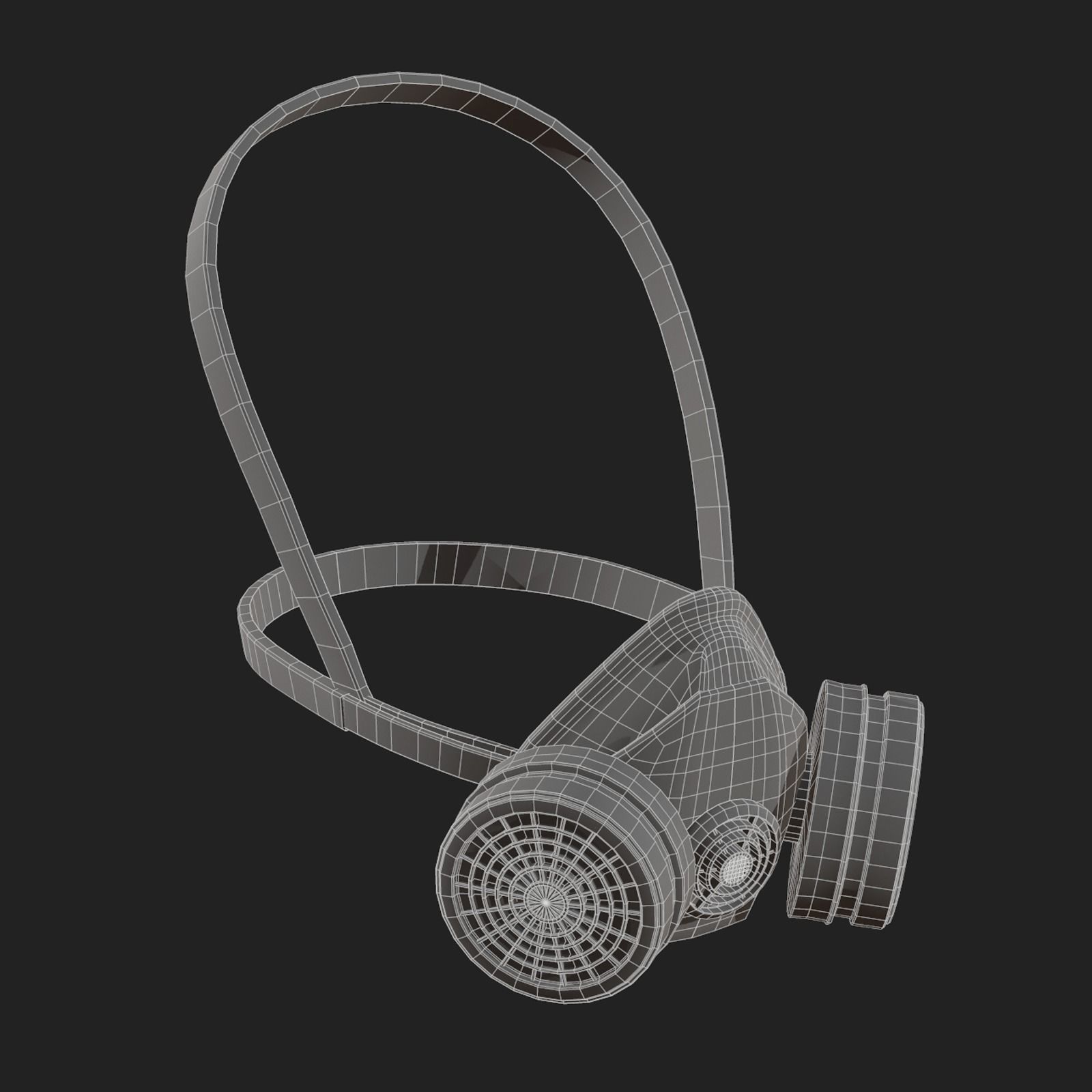 Gas mask respirator military combat  Low-poly 3D model_11