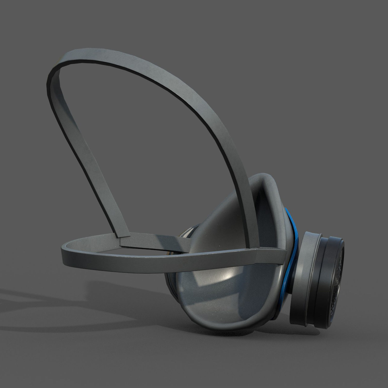 Gas mask respirator military combat  Low-poly 3D model_8