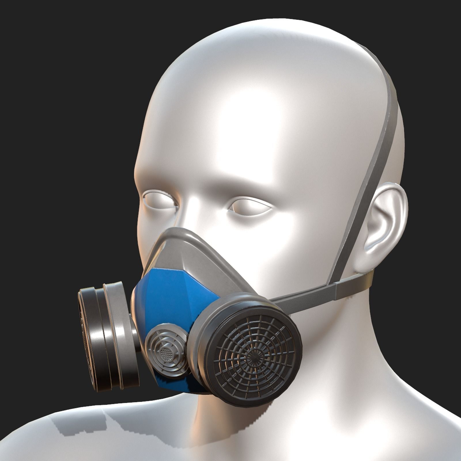 Gas mask respirator military combat  Low-poly 3D model_1