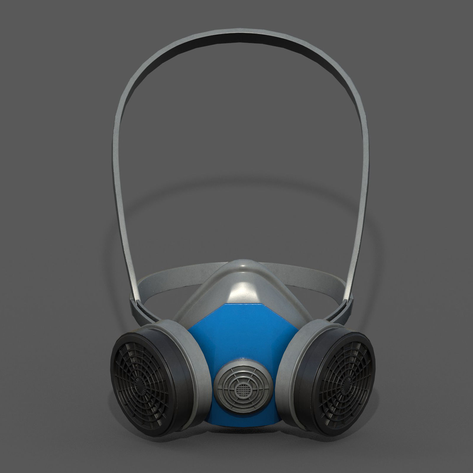 Gas mask respirator military combat  Low-poly 3D model_3