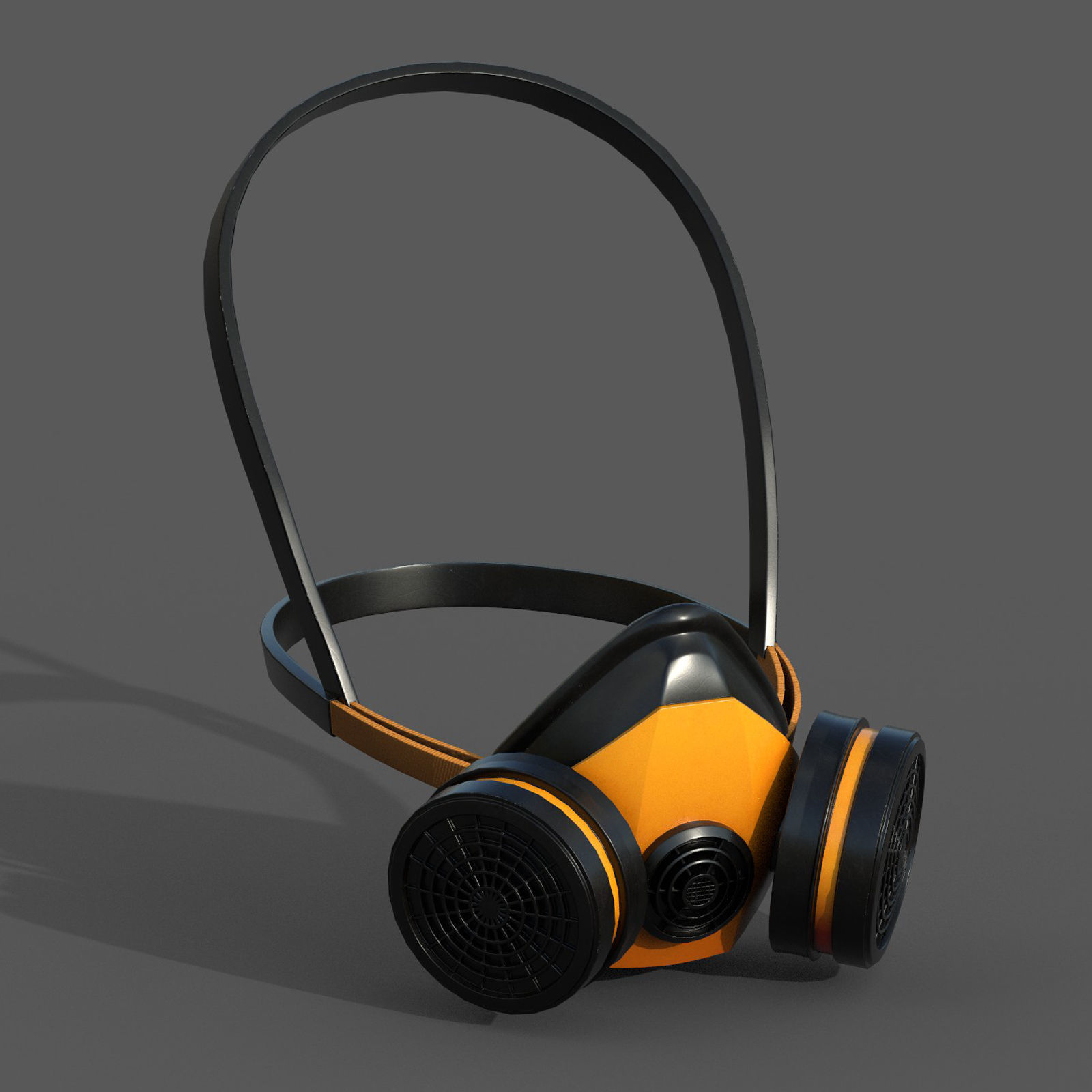 Gas mask respirator military combat protection  Low-poly 3D model_5