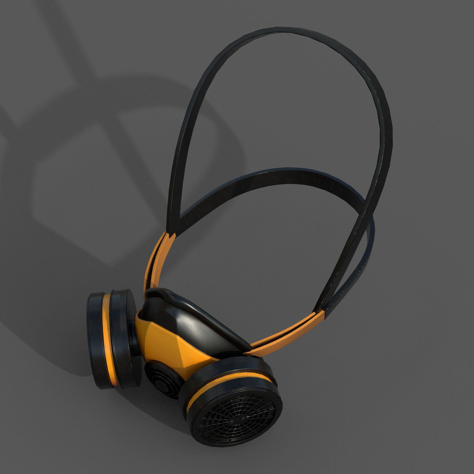 Gas mask respirator military combat protection  Low-poly 3D model_7