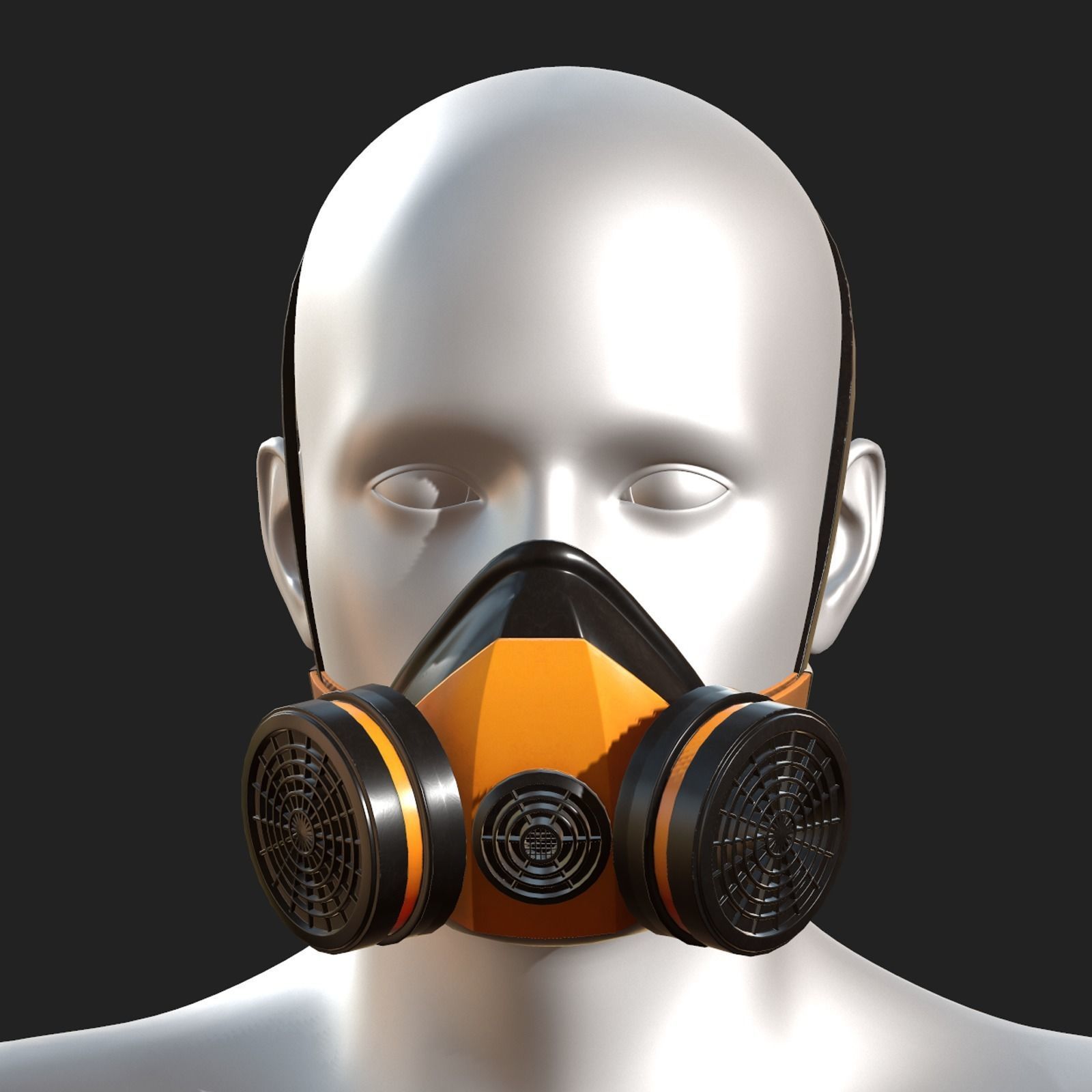 Gas mask respirator military combat protection  Low-poly 3D model_1