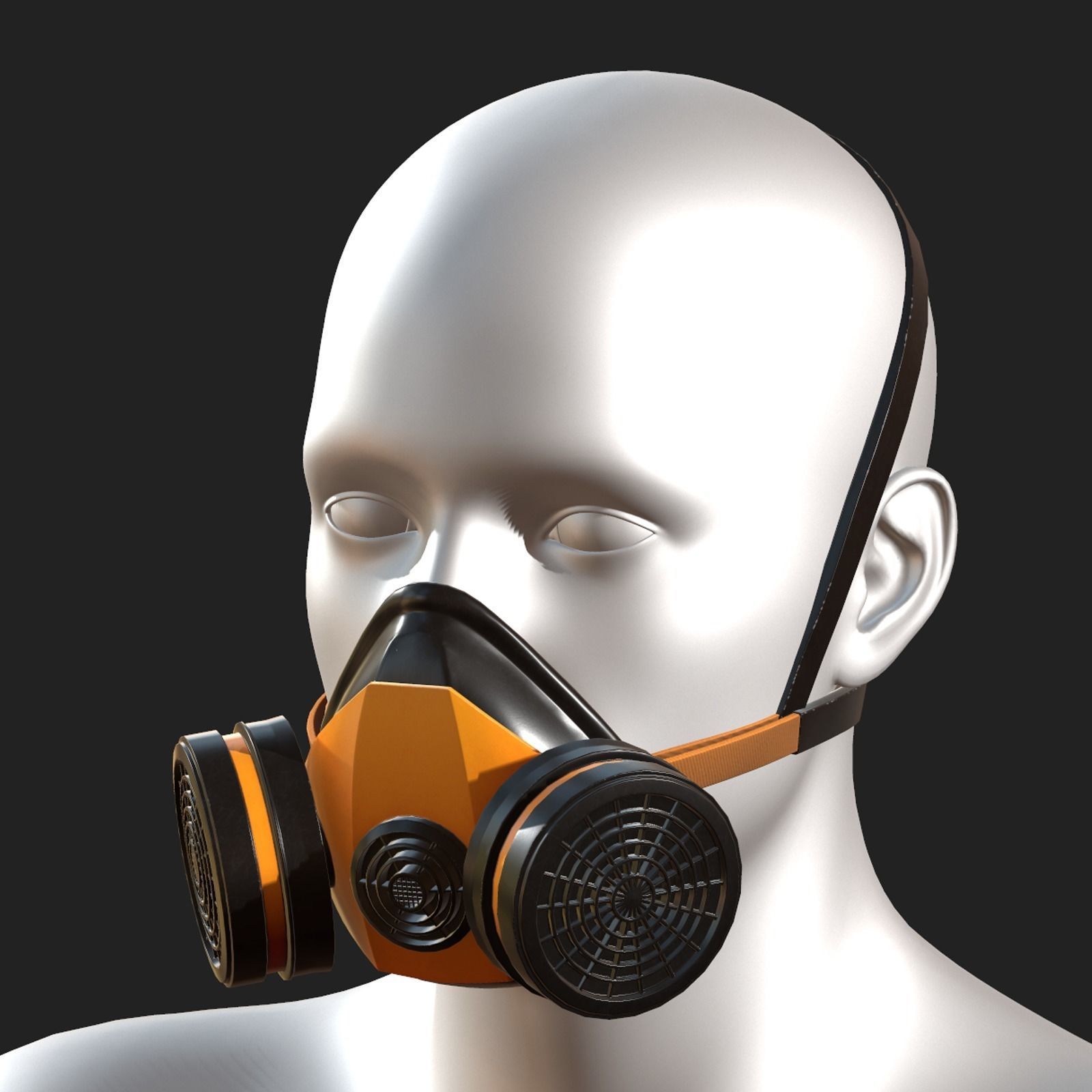 Gas mask respirator military combat protection  Low-poly 3D model_2