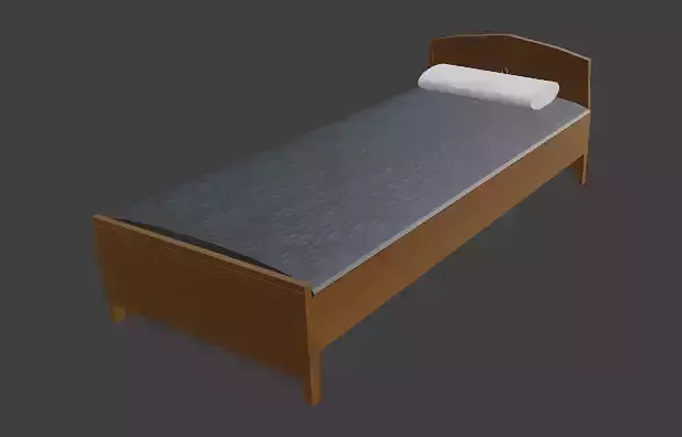 PLAIN WOODEN BED FOR DECORATION 3D model