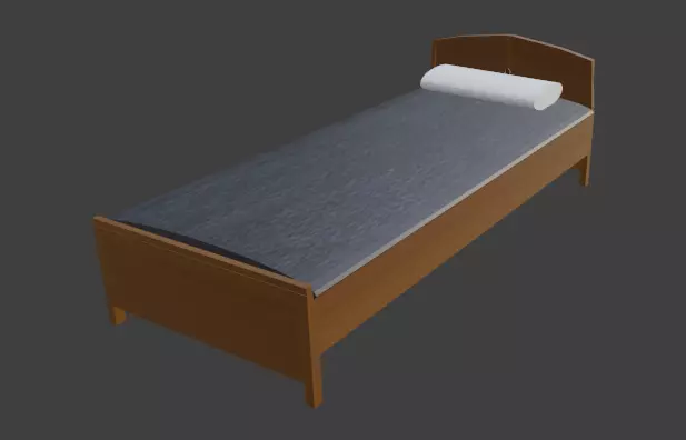 PLAIN WOODEN BED FOR DECORATION 3D model_0