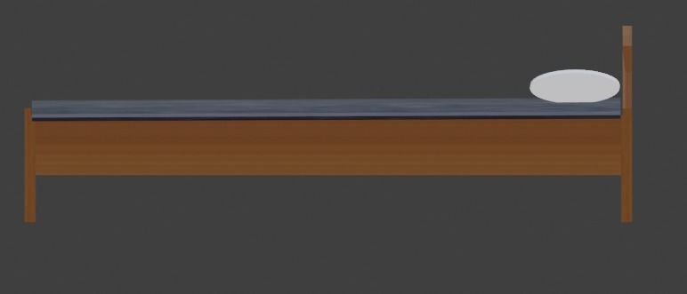 PLAIN WOODEN BED FOR DECORATION 3D model_2