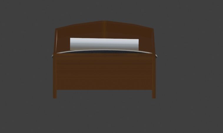 PLAIN WOODEN BED FOR DECORATION 3D model_1