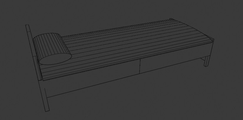 PLAIN WOODEN BED FOR DECORATION 3D model_12