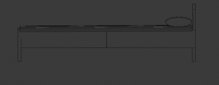 PLAIN WOODEN BED FOR DECORATION 3D model_9