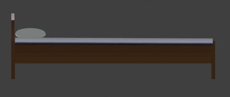 PLAIN WOODEN BED FOR DECORATION 3D model_5
