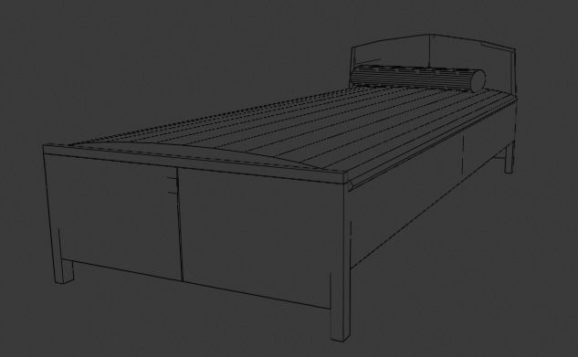 PLAIN WOODEN BED FOR DECORATION 3D model_11