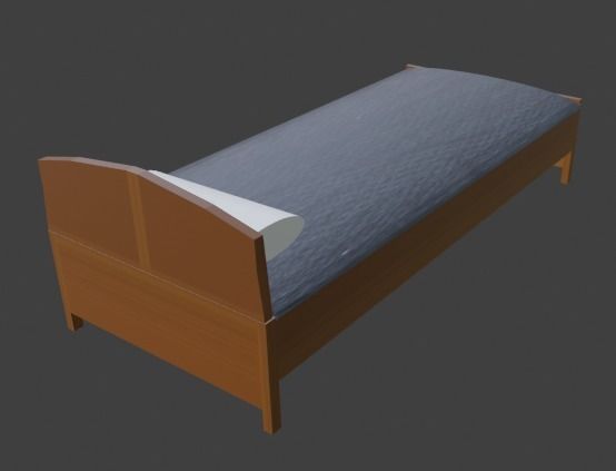 PLAIN WOODEN BED FOR DECORATION 3D model_4