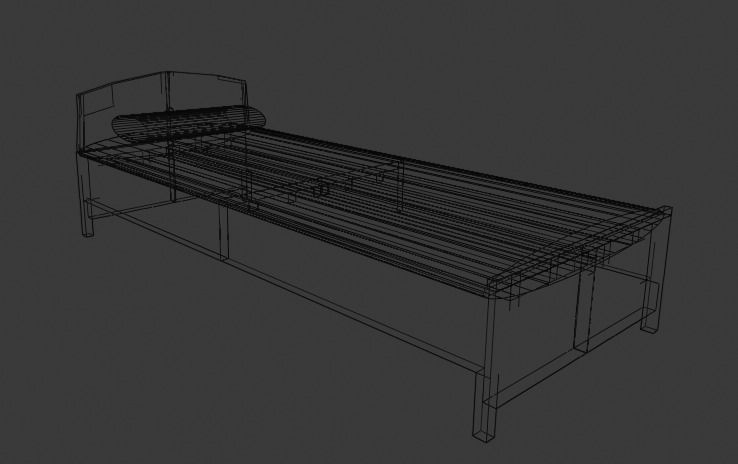 PLAIN WOODEN BED FOR DECORATION 3D model_18