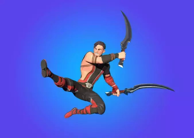3d NINJA character Rig Free Free low-poly 3D model