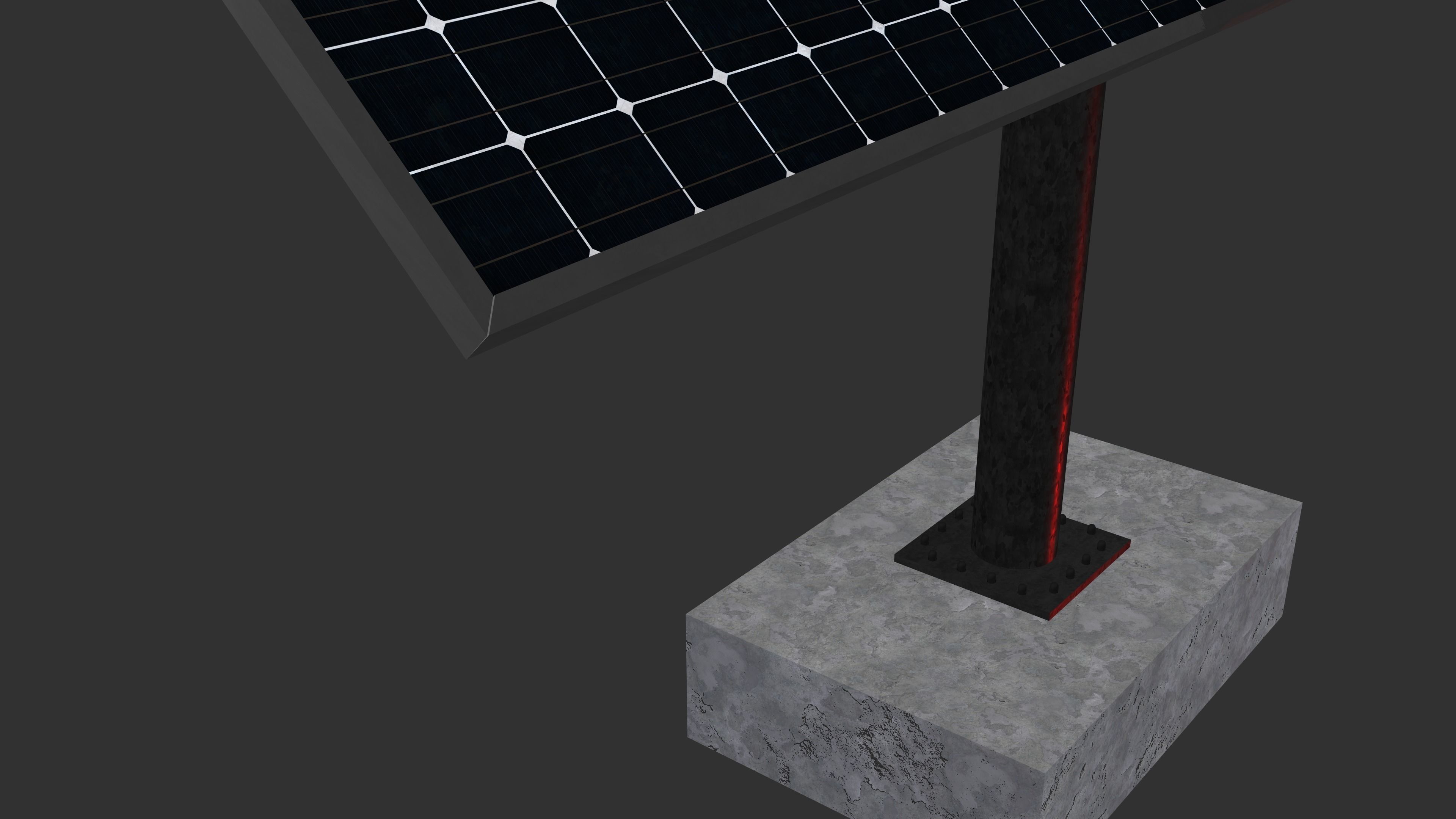 sun following pv solar panel array Low-poly 3D model_20
