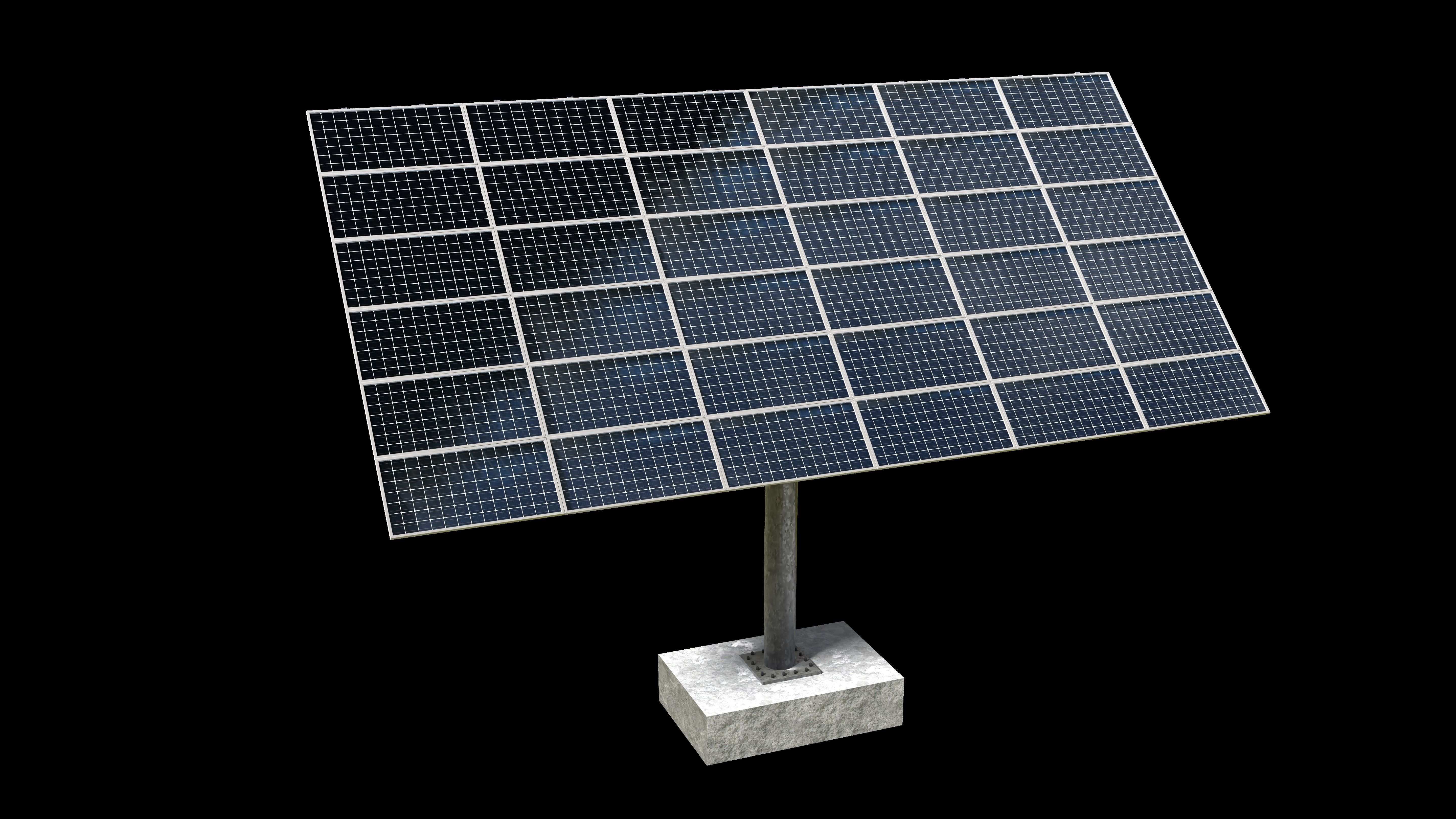 sun following pv solar panel array Low-poly 3D model_2