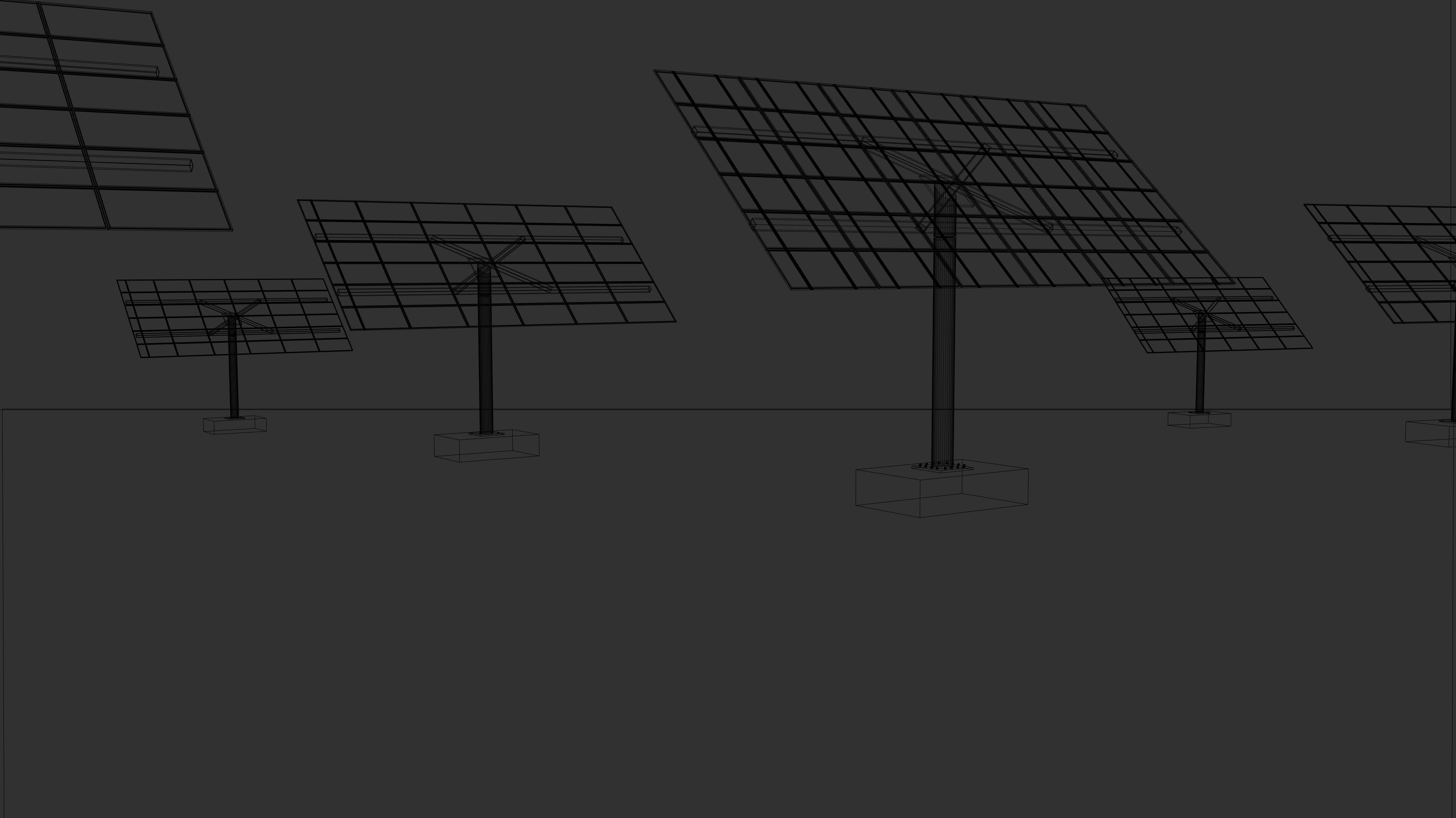 sun following pv solar panel array Low-poly 3D model_17