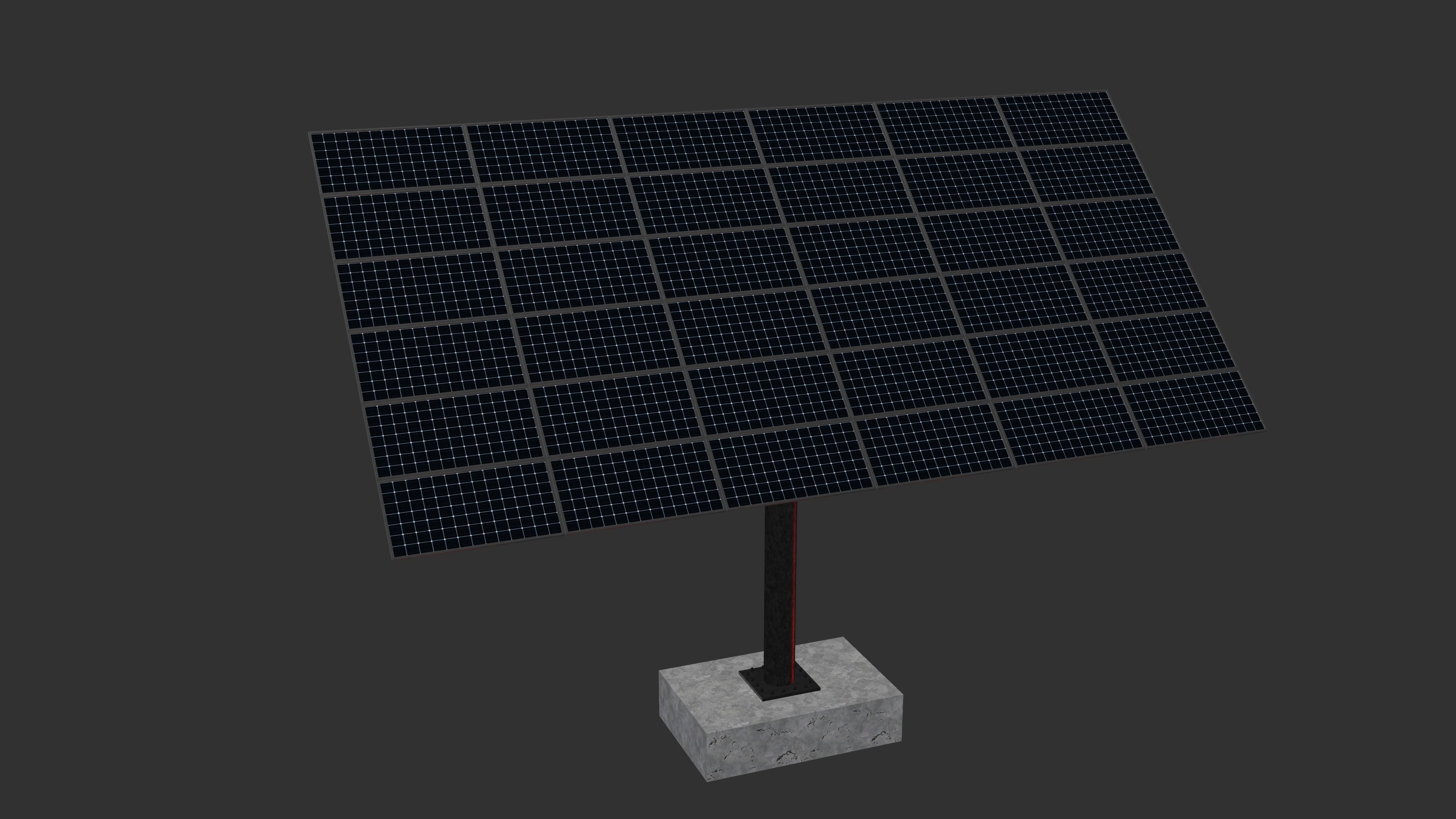 sun following pv solar panel array Low-poly 3D model_3