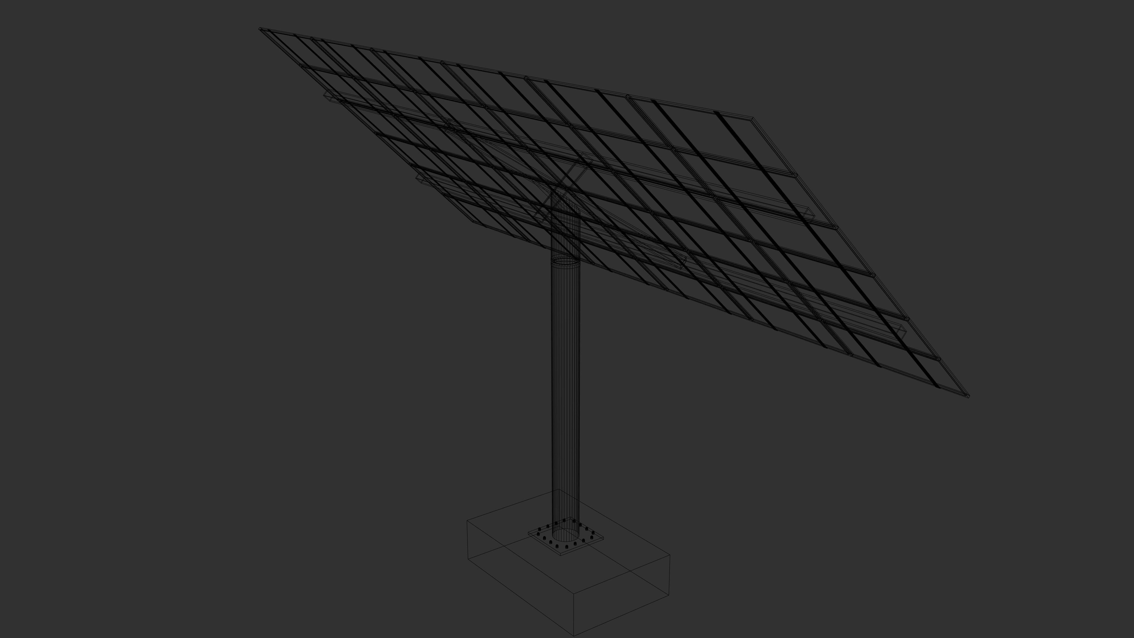 sun following pv solar panel array Low-poly 3D model_9