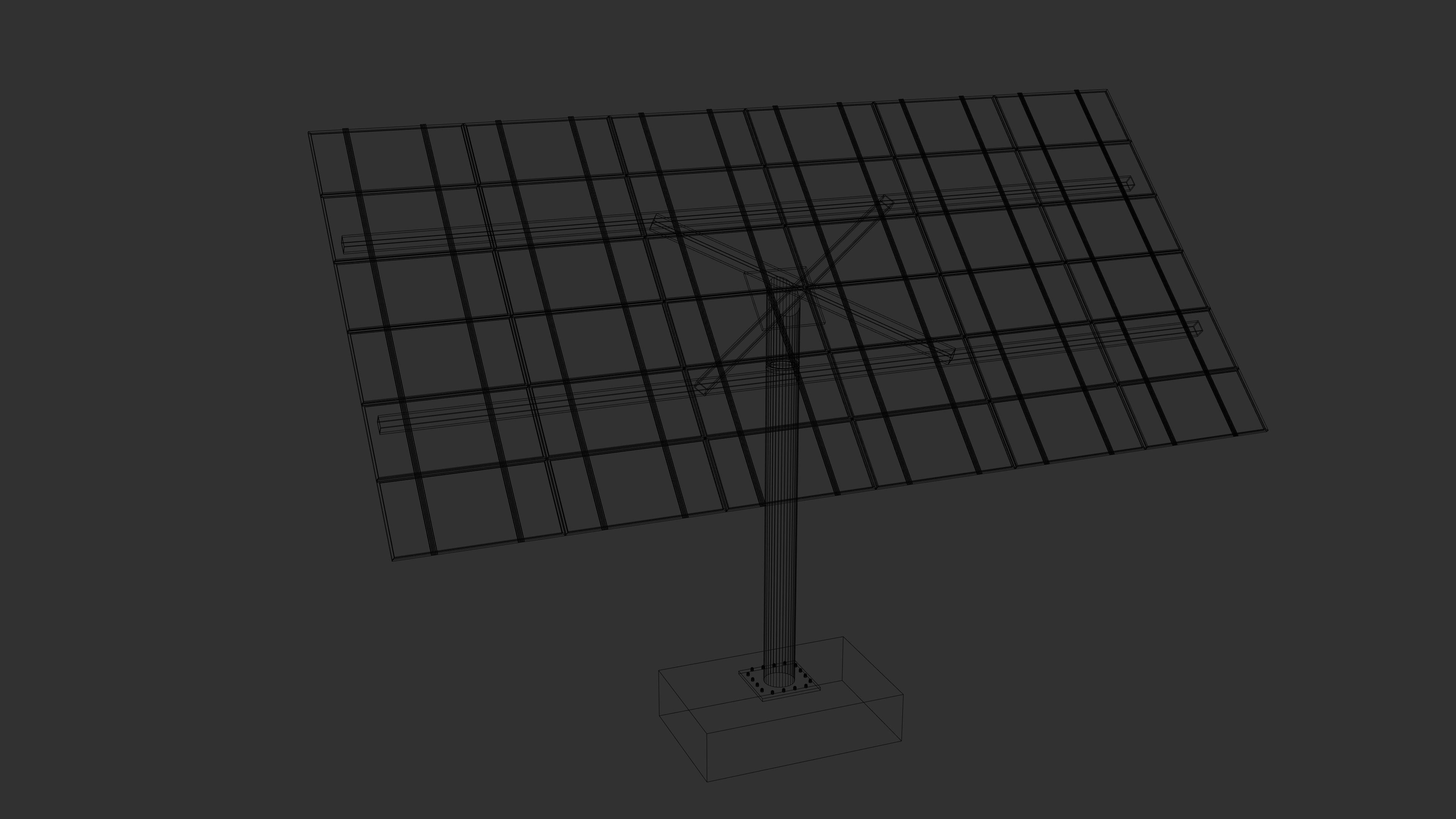 sun following pv solar panel array Low-poly 3D model_5