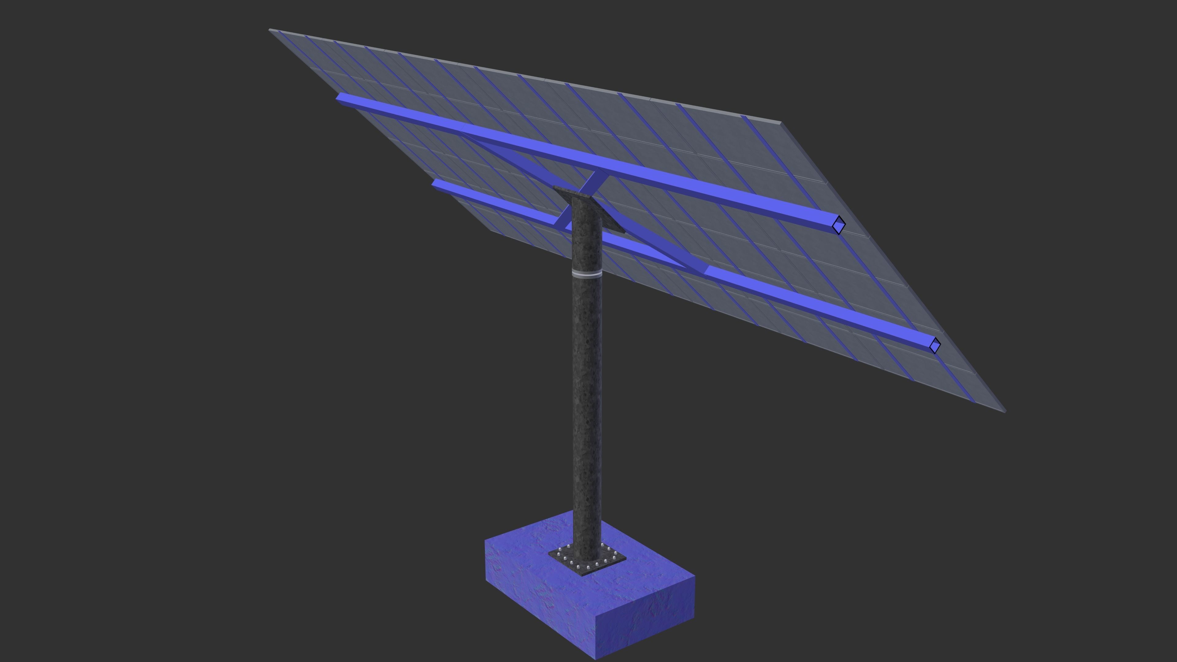sun following pv solar panel array Low-poly 3D model_7
