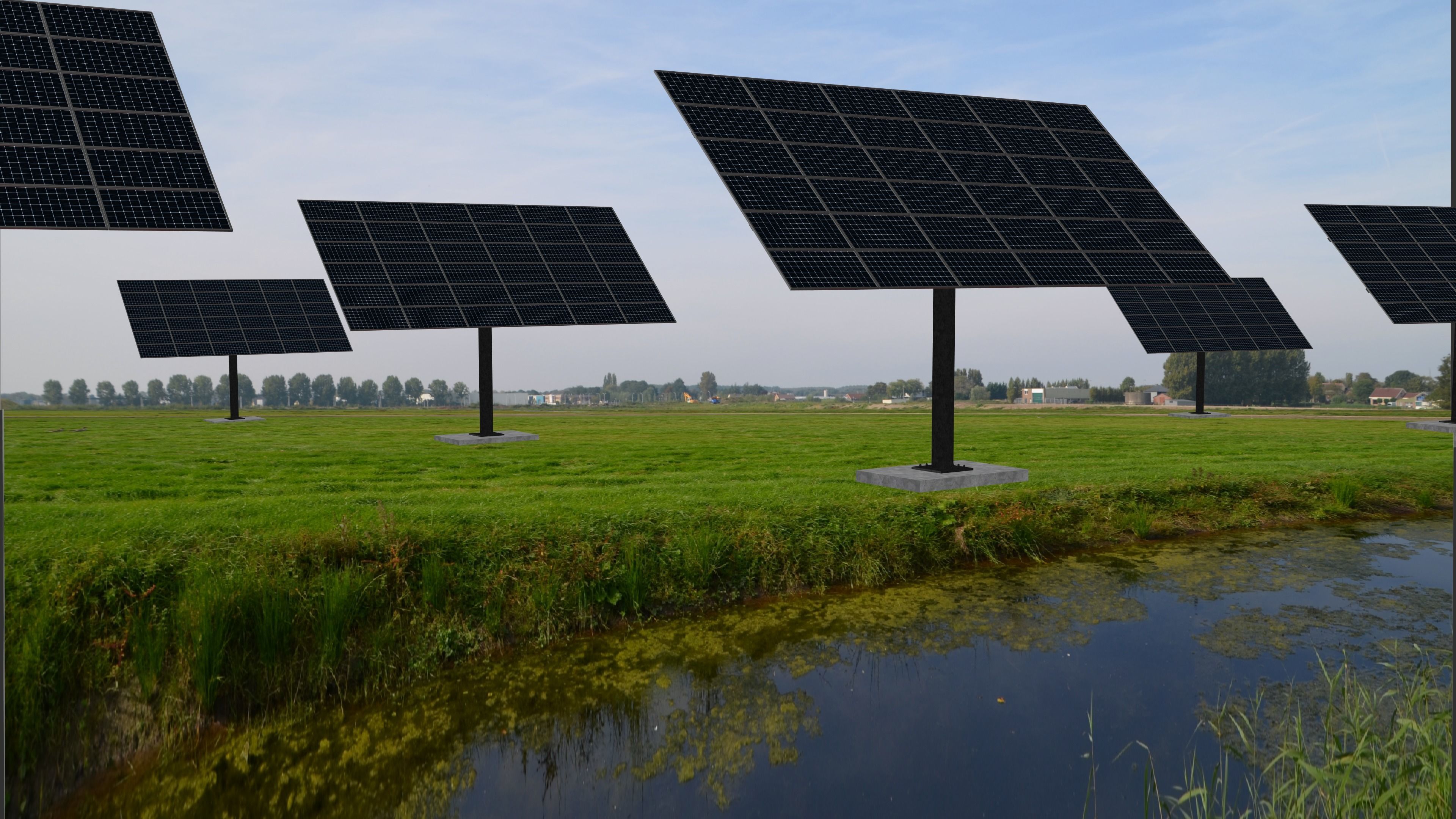 sun following pv solar panel array Low-poly 3D model_15