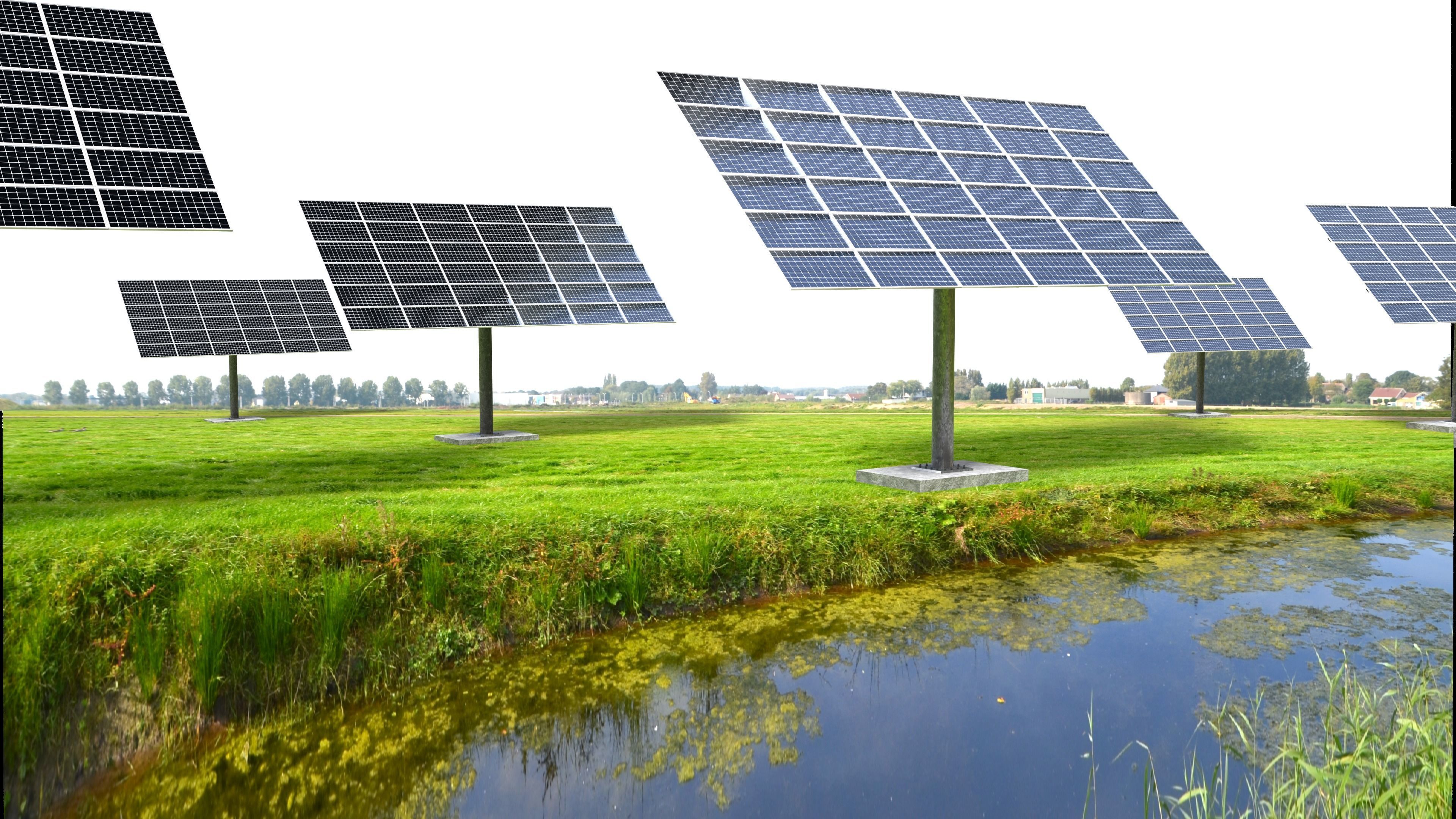 sun following pv solar panel array Low-poly 3D model_14