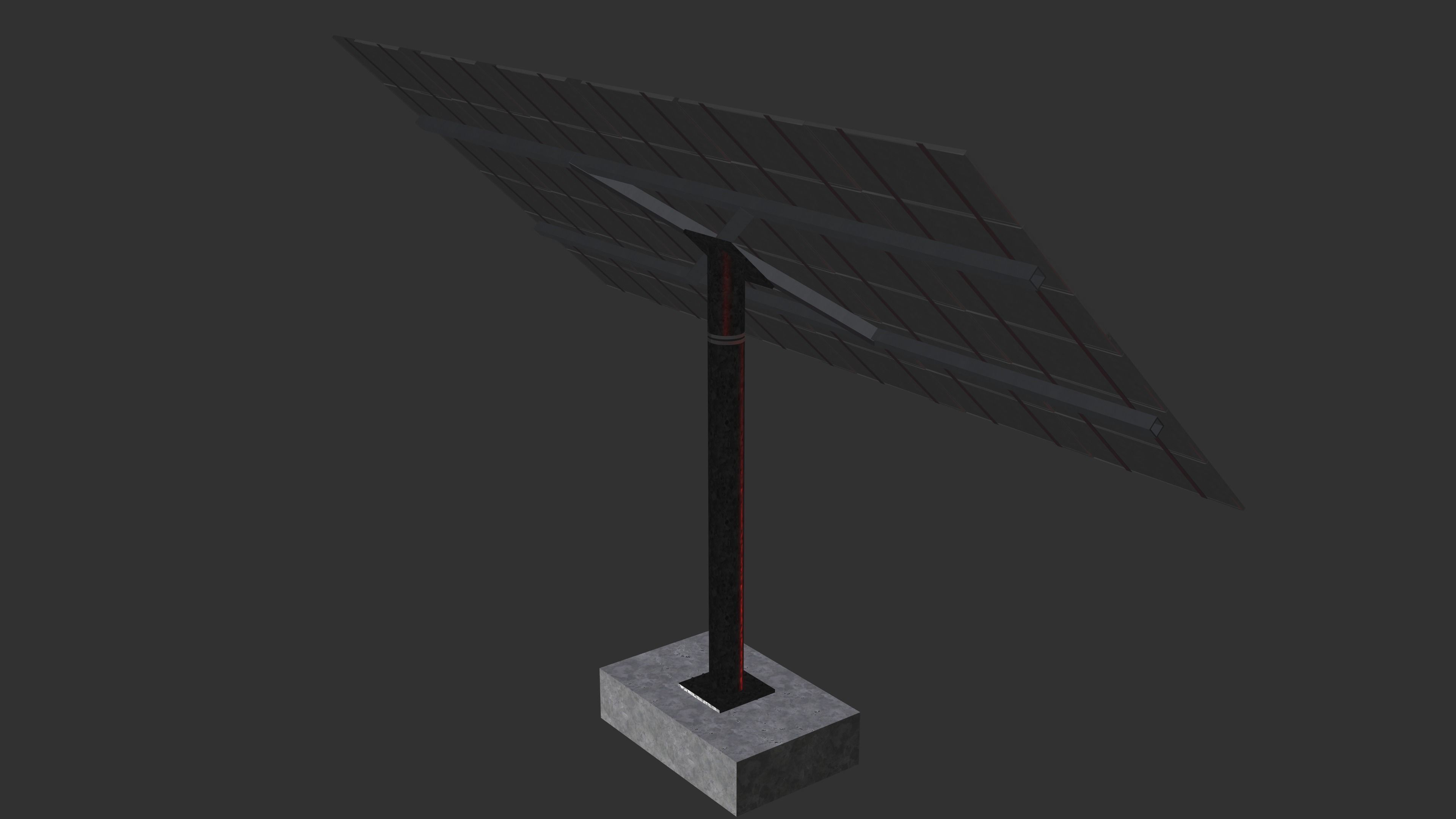 sun following pv solar panel array Low-poly 3D model_8