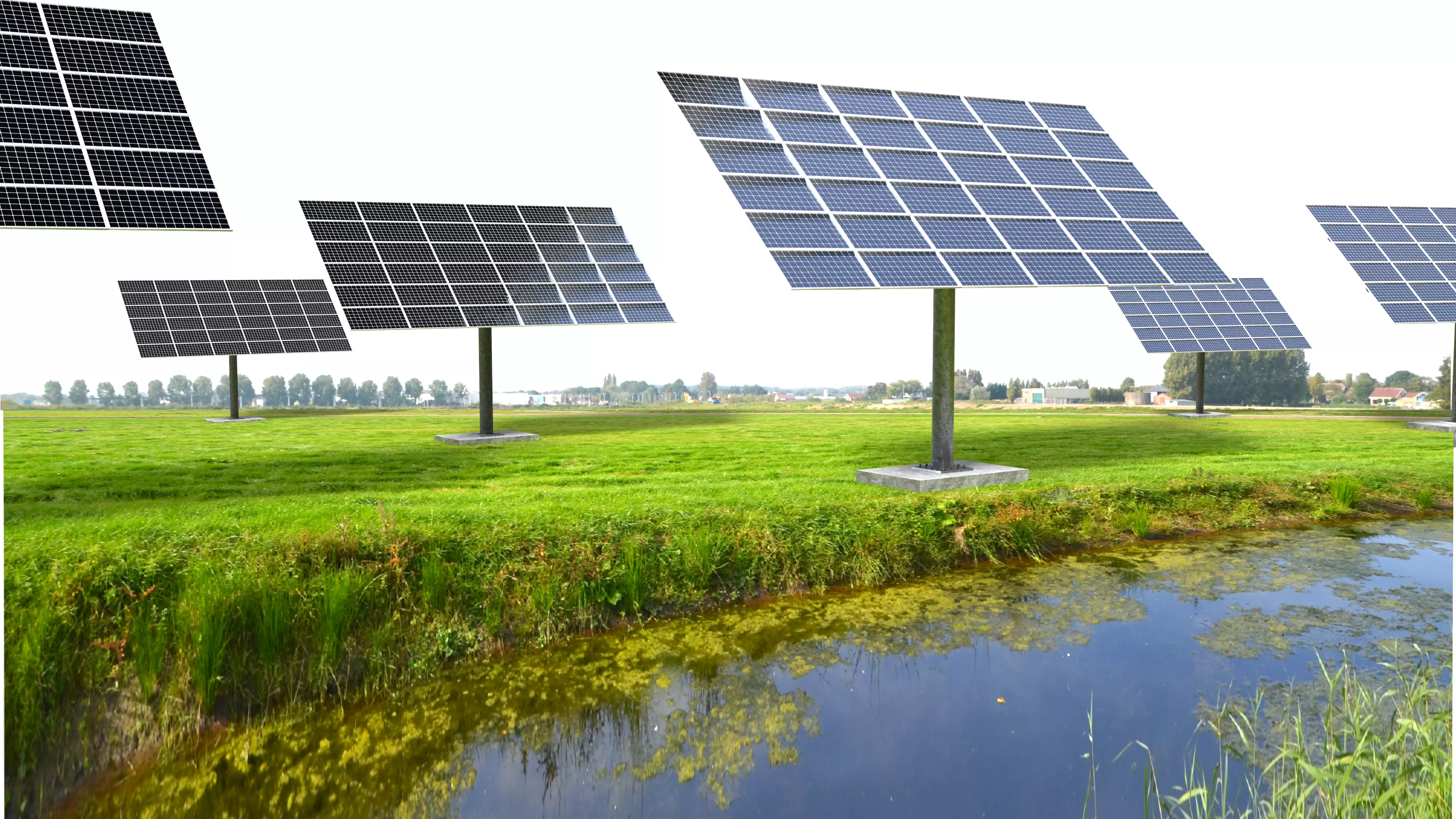 sun following pv solar panel array Low-poly 3D model_0