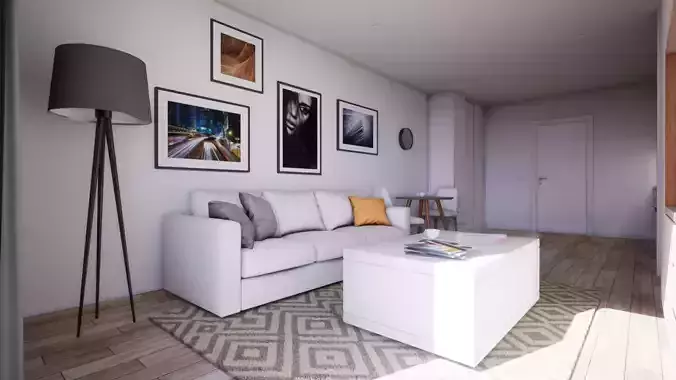 HQ ArchViz Modern Studio Apartment  Low-poly 3D model