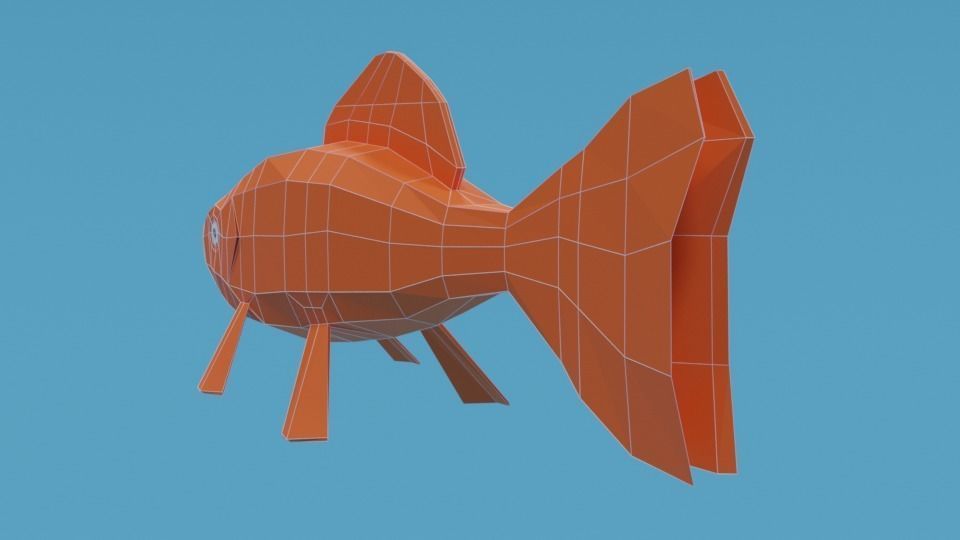 Low Poly Cartoon Goldfish Low-poly 3D model_11