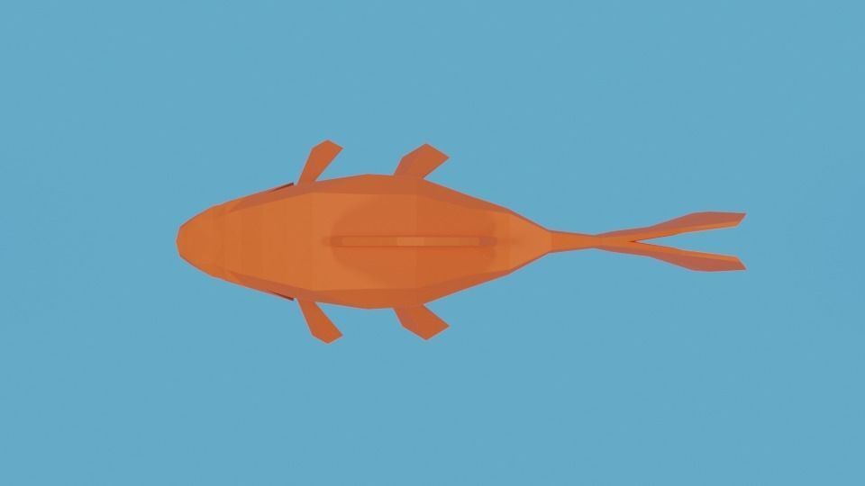 Low Poly Cartoon Goldfish Low-poly 3D model_8