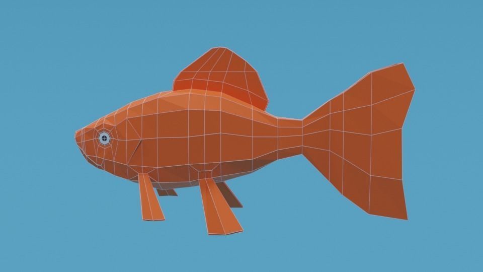 Low Poly Cartoon Goldfish Low-poly 3D model_10