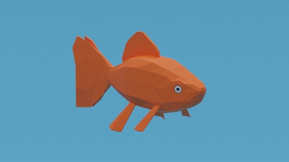 Low Poly Cartoon Goldfish Low-poly 3D model_6
