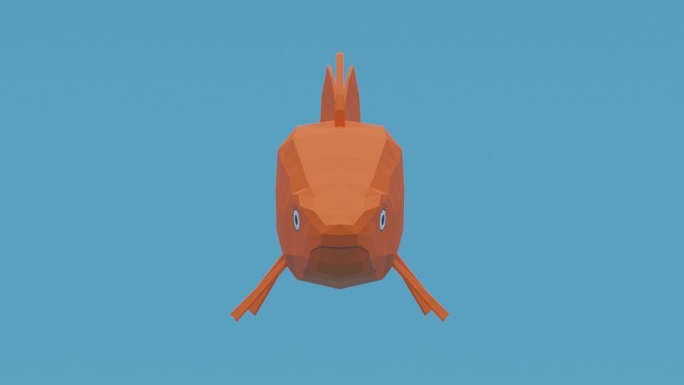 Low Poly Cartoon Goldfish Low-poly 3D model_7