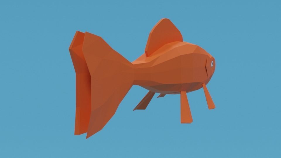 Low Poly Cartoon Goldfish Low-poly 3D model_4
