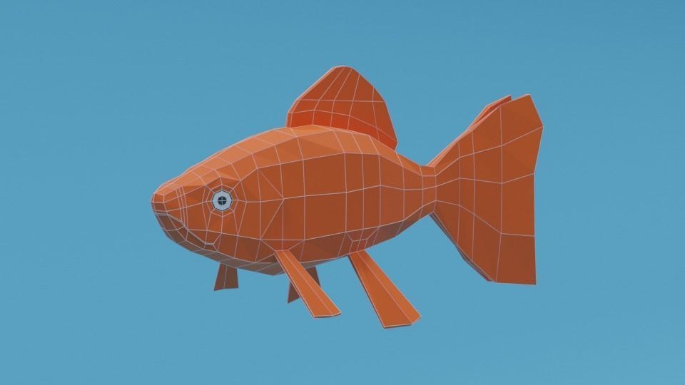 Low Poly Cartoon Goldfish Low-poly 3D model_9