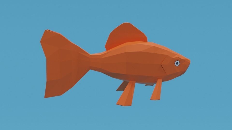 Low Poly Cartoon Goldfish Low-poly 3D model_5