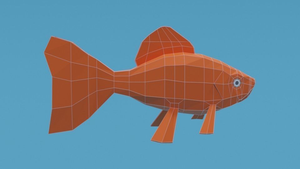 Low Poly Cartoon Goldfish Low-poly 3D model_14