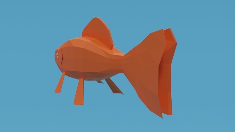 Low Poly Cartoon Goldfish Low-poly 3D model_2